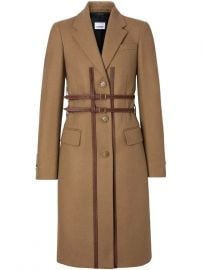 Burberry Leather Harness Detail Wool Tailored Coat Leather Harness Detail Wool Tailored Coat at Farfetch